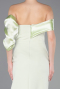 Mint Off Shoulder Satin Drape Slit Evening Gown ABU4024