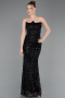 Long Black Scaly Evening Gown ABU5979