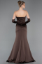 Long Brown Satin Evening Dress ABU5944