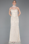 Long Beige Beaded Evening Dress ABU5983