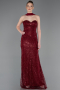 Long Burgundy Beaded Evening Dress ABU5983