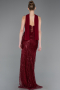 Long Burgundy Beaded Evening Dress ABU5983