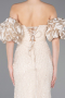 Beige Long Beaded Evening Dress ABU4616