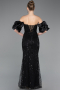 Black Long Beaded Evening Dress ABU4616