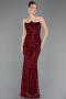 Long Burgundy Scaly Evening Gown ABU5979