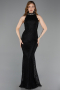 Long Black Dantelle Evening Dress ABU5987