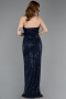 Long Navy Blue Beaded Evening Dress ABU5988
