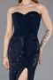 Long Navy Blue Beaded Evening Dress ABU5988