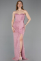 Long Powder Color Beaded Evening Dress ABU5988