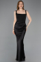 Long Black Satin Prom Gown ABU5990