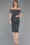Midi Anthracite Beaded Party Dress ABK2592
