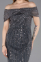 Midi Anthracite Beaded Party Dress ABK2592
