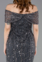 Midi Anthracite Beaded Party Dress ABK2592