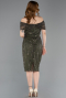 Midi Olive Drab Beaded Party Dress ABK2592