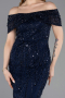 Midi Navy Blue Beaded Party Dress ABK2592