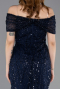 Midi Navy Blue Beaded Party Dress ABK2592