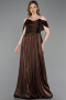 Brown Long Chiffon Cocktail Dress ABU5283