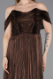 Brown Long Chiffon Cocktail Dress ABU5283
