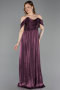 Plum Long Chiffon Cocktail Dress ABU5283