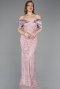 Powder Color Long Beaded Evening Dress ABU5400