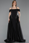 Long Black Satin Evening Dress ABU5995