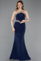 Navy Blue Long Mermaid Prom Dress ABU5866