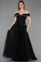 Long Black Dantelle Evening Dress ABU5996