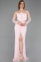 Powder Color Long Dantelle Evening Dress ABU5736