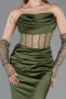 Olive Drab Long Satin Mermaid Evening Gown ABU5888
