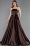 Long Brown Satin Evening Dress ABU5998