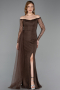 Long Brown Dantelle Evening Dress ABU5999