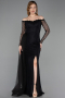 Long Black Dantelle Evening Dress ABU5999