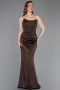 Long Brown Satin Evening Dress ABU6000