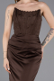 Long Brown Satin Evening Dress ABU6000