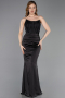 Long Black Satin Evening Dress ABU6000