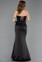 Long Black Satin Evening Dress ABU6000