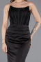 Long Black Satin Evening Dress ABU6000