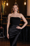 Black Long Satin Mermaid Evening Gown ABU5820