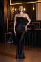 Black Long Satin Mermaid Evening Gown ABU5820
