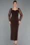 Brown Midi Cocktail Dress ABK2387