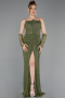 Olive Drab Long Dantelle Evening Dress ABU5736