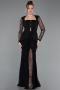 Long Black Dantelle Evening Dress ABU6014