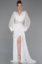 Long White Dantelle Evening Dress ABU6016