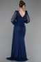 Long Navy Blue Dantelle Evening Dress ABU6016