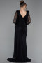 Long Black Dantelle Evening Dress ABU6016