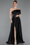 Long Black Satin Evening Dress ABU6019