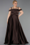 Brown Strappy Long Satin Plus Size Engagement Dress ABU4207