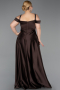 Brown Strappy Long Satin Plus Size Engagement Dress ABU4207
