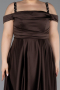 Brown Strappy Long Satin Plus Size Engagement Dress ABU4207