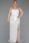 Long White Beaded Plus Size Evening Dress ABU5989